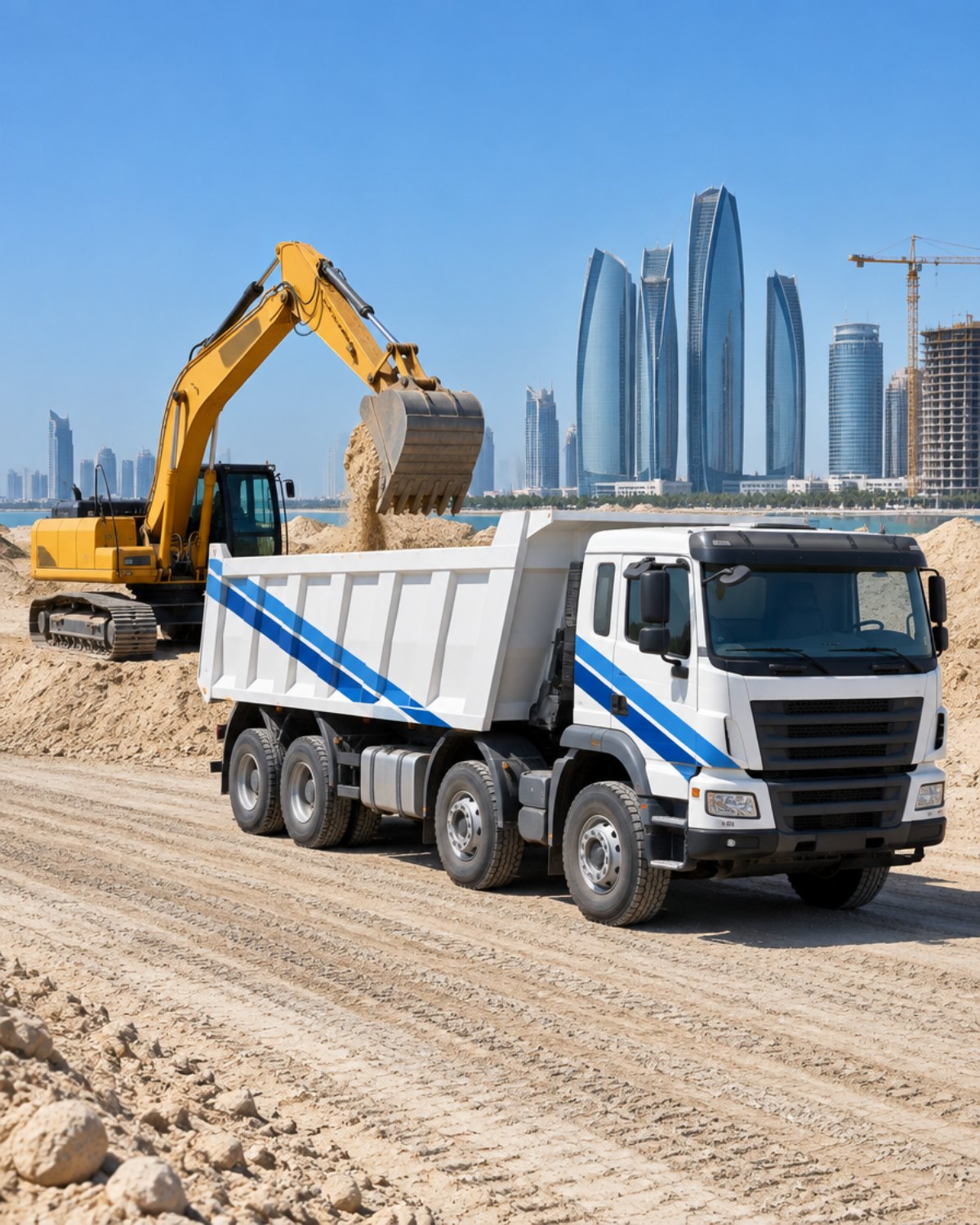 Infrastor tipper truck and excavator on an Abu Dhabi site