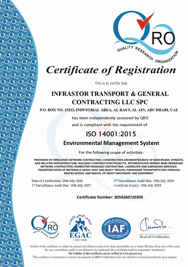 ISO 14001:2015 certificate of registration